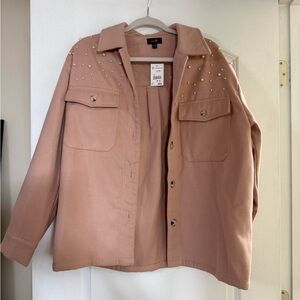 Versona Blush Utility Jacket with Pearl Details